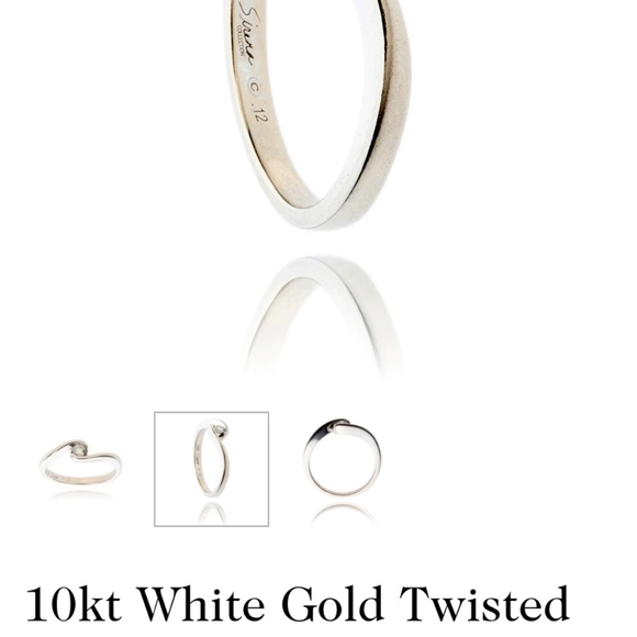 10kt White Gold Twisted Diamond Solitaire Ring - Picture 3 of 9